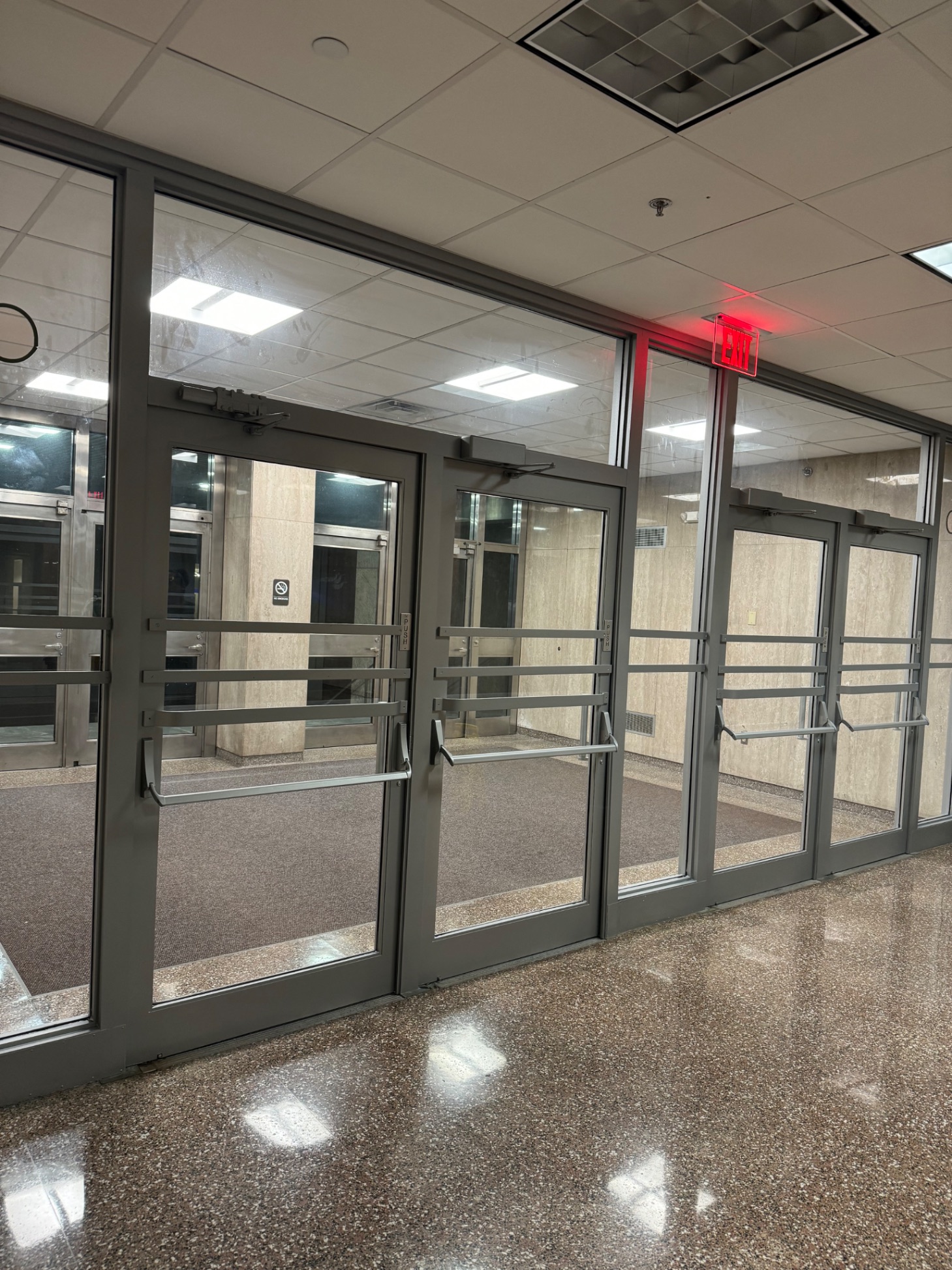 Commercial aluminum door system — after refinishing