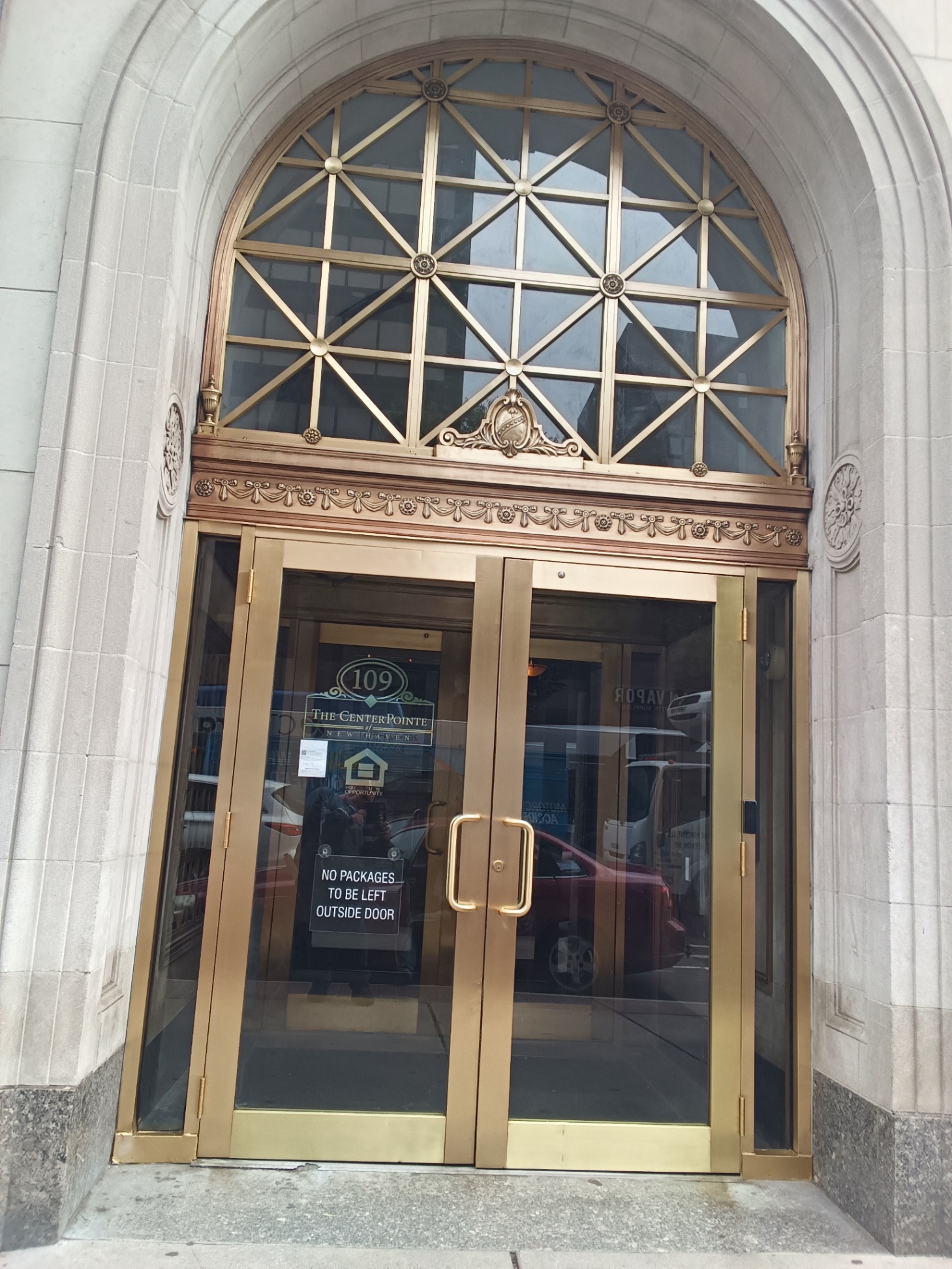 CenterPointe New Haven brass entryway — before restoration